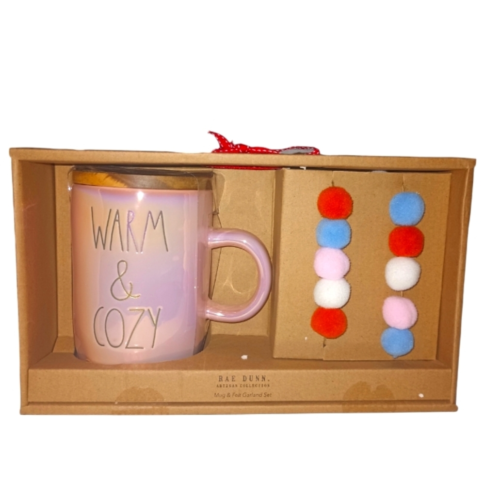 Rae Dunn Warm & Cozy Lidded Mug with Garland Gift Box